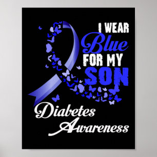 Poster Portez le bleu pour mon fils T1d Sensibilisation a
