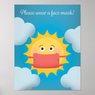 Poster Portez un joli panneau Soleil Masque Visage