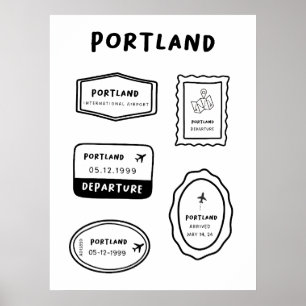 Poster Portland - Collection de timbres de voyage Minim