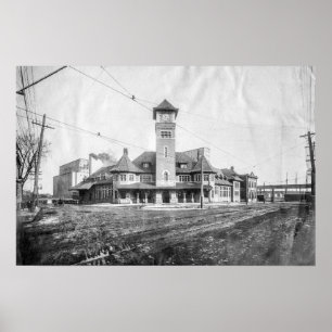 Poster Portland Grand Trunk Depot BW
