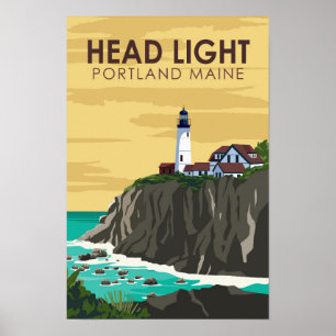 Poster Portland Head Light Maine Art Vintage