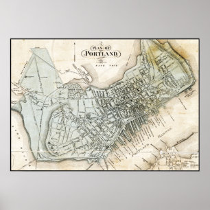Poster Portland, Maine 1857 Carte