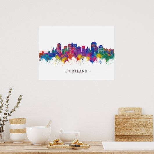 Poster Portland Maine Skyline (Cuisine)