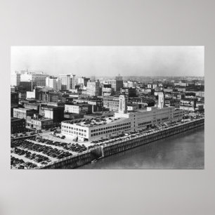 Poster Portland, OR Vue aérienne du pont Hawthorne