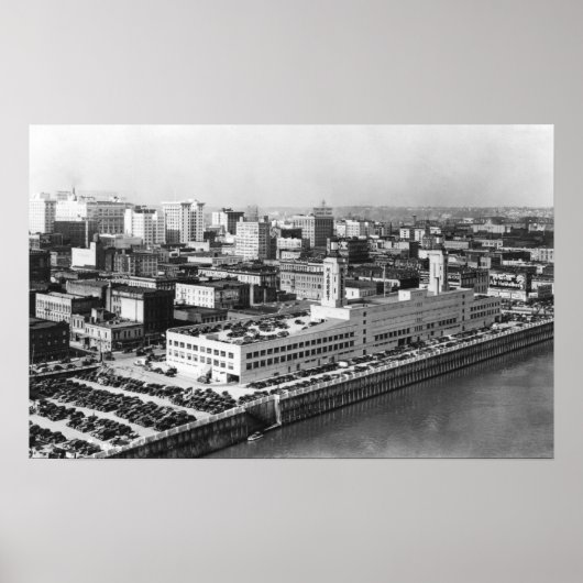 Poster Portland, OR Vue aérienne du pont Hawthorne (Devant)