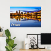 Poster Portland, Oregon, Au coucher du soleil (Bureau à domicile)