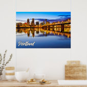 Poster Portland, Oregon, Au coucher du soleil (Cuisine)