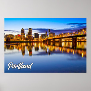 Poster Portland, Oregon, Au coucher du soleil