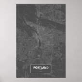 Poster Portland, Oregon (blanc sur noir) (Devant)