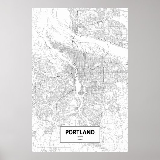 Poster Portland, Oregon (noir sur blanc) (Devant)