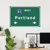 Poster Portland Oregon or Interstate Highway Freeway : (Bureau à domicile)