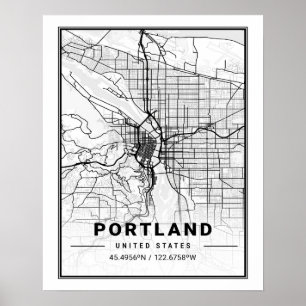 Poster Portland Oregon USA Travel City Plan