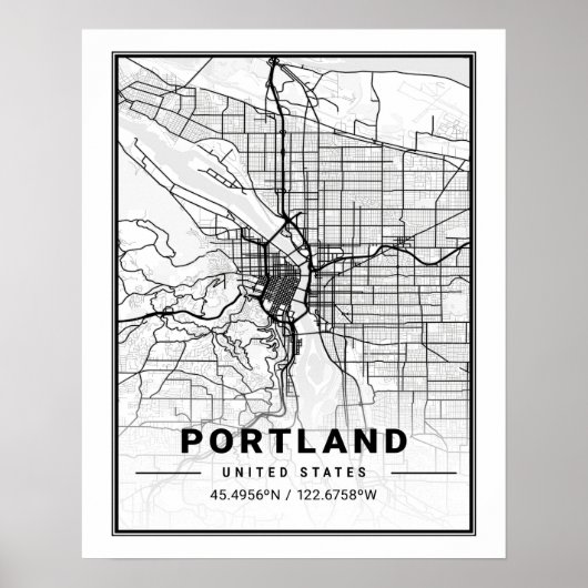 Poster Portland Oregon USA Travel City Plan (Devant)