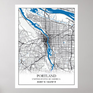 Poster Portland Oregon USA Travel City Plan