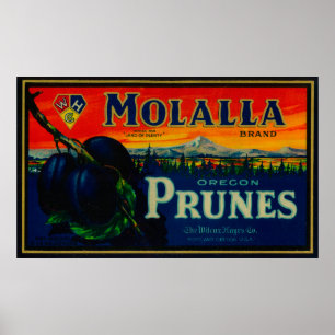 Poster Portland, OregonMolalla Prune Étiquette