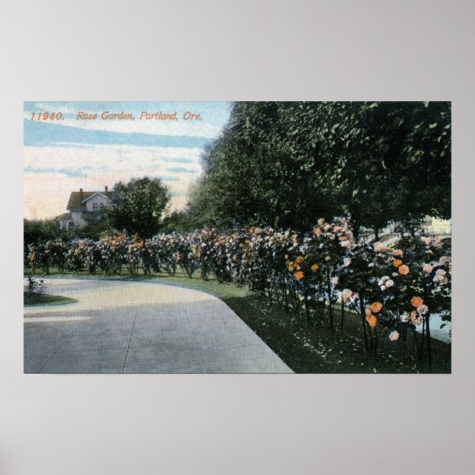 Poster Portland, OregonVue d'un jardin Rose (Devant)