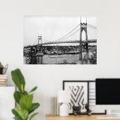 Poster Portland, OU Vue du pont St. John sur (Bureau à domicile)