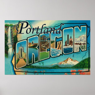 Poster Portland, scènes 2 de lettre d'OregonLarge