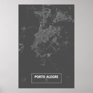 Poster Porto Alegre, Brésil (blanc sur noir)