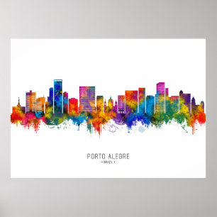 Poster Porto Alegre Brésil Skyline