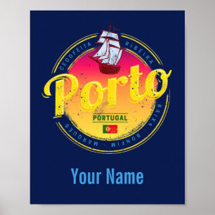 Poster Porto au Portugal Navire Retro Sunset Vintage