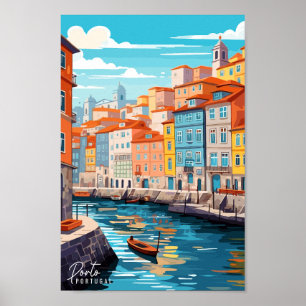 Poster Porto Portugal Art Voyage Illustration Vintage
