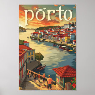 Poster Porto Portugal Célèbre Vintage voyage Place