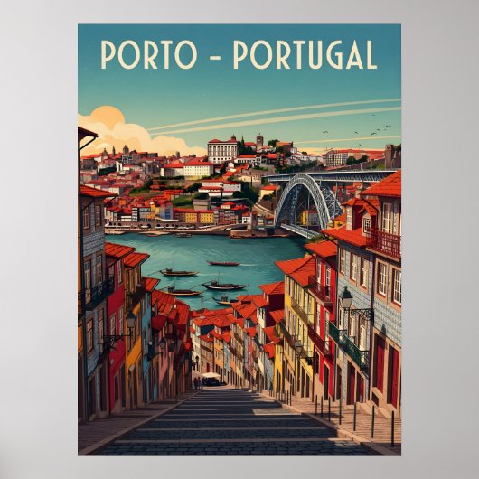 Poster Porto, Portugal - Ville & Rivière (Devant)