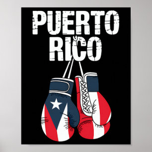 Poster Porto Rico Boxer Gants Drapeau Patrimoine Boricua