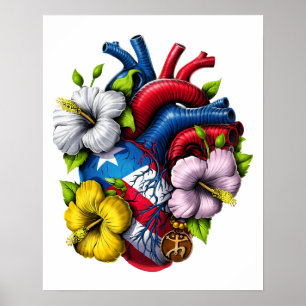 Poster Porto Rico Coeur Boricua