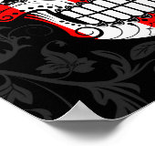 Poster Porto Rico Drapeau crâne à sucre avec Roses (Coin)