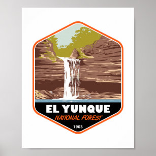 Poster Porto Rico forestière nationale d'El Yunque Vintag