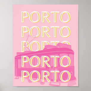Poster Porto Travel Art, Portugal, Rose, Preppy