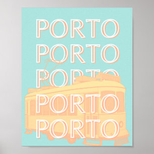 Poster Porto Travel Art, Portugal Travel Art, Pastel