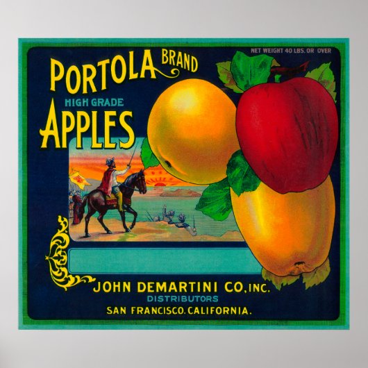 Poster Portola Apple Étiquette Crate (Devant)