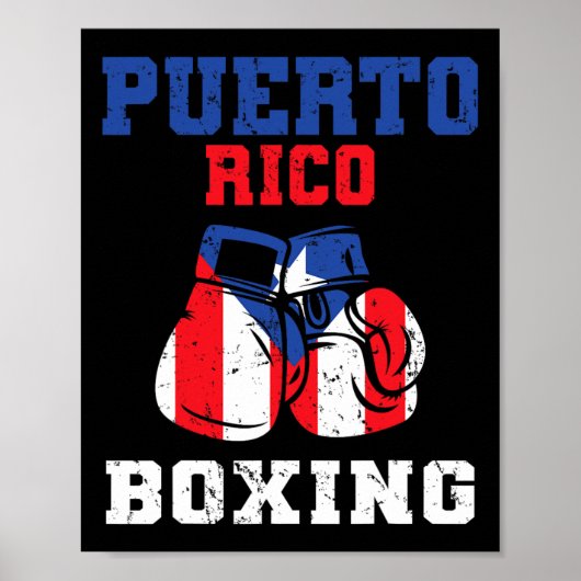 Poster Portoricain Drapeau Boxe Gants Rico Pride Boxe (Devant)