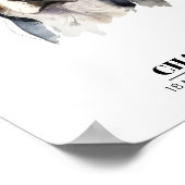 Poster Portrait à l'aquarelle de Beagle avec nom personna (Coin)