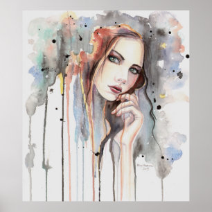 Poster Portrait Abstrait à l'Aquarelle Attitude Art Gouff