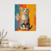 Poster portrait abstrait, blocs de couleur, cheveux blanc (Cuisine)