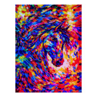Portrait abstrait coloré de cheval à l'impasto