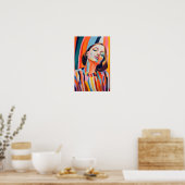 Poster Portrait Abstrait coloré d'une femme (Cuisine)