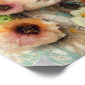 Poster Portrait Abstrait de femme de fleurs (Coin)