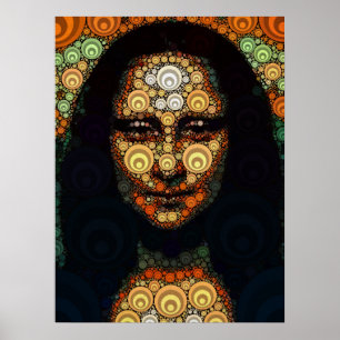Poster Portrait abstrait de Mona Lisa inspiré de la géomé