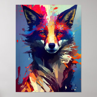 Poster Portrait Abstrait d'un Fox