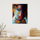 Poster Portrait Abstrait d'une femme Peinture - Imprimant (Cuisine)