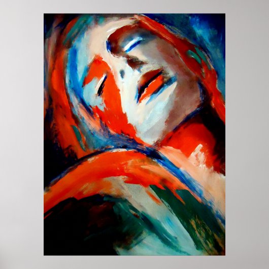 Poster Portrait Abstrait d'une femme Peinture - Imprimant (Devant)