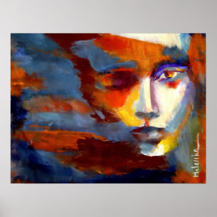 Poster Portrait abstrait d'une peinture de femme - l'art
