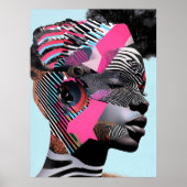 Poster Portrait Abstrait gras avec Motifs dynamiques (Devant)