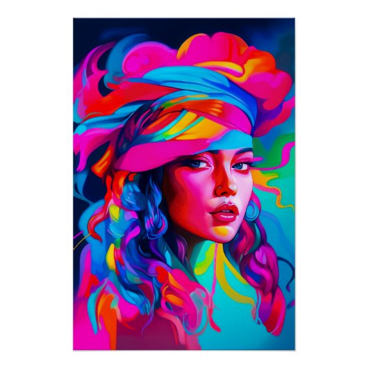 Poster Portrait Abstrait vibrant (Devant)
