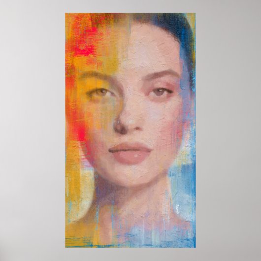 Poster Portrait Abstrait Vibrant à l'Impasto (Devant)